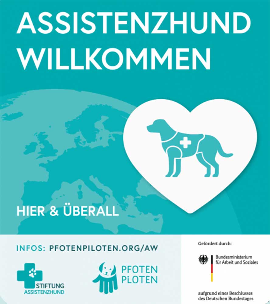 Assistenzhund willkommen Aushang Schild